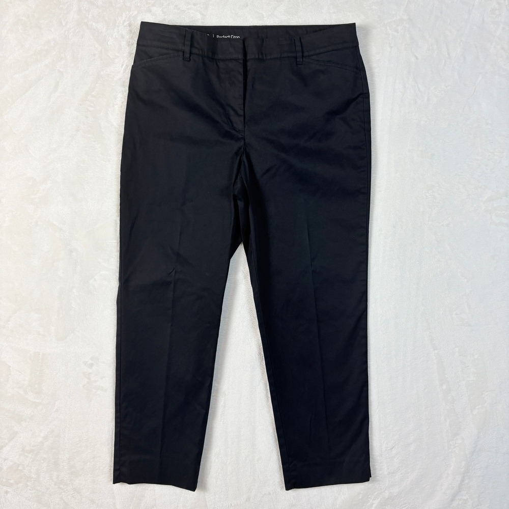 Talbots Perfect Crop Pants Women 8 Black Excellent Stretch Cotton Twill Office